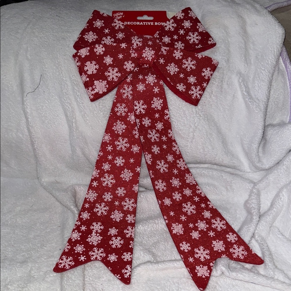 Red Snowflake Decorative Bows - Picture 2 of 5
